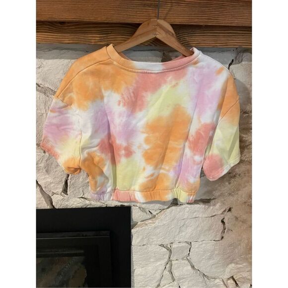 Disney Womens Multicolor Tie Dye Minnie Mouse Embroidered Cropped Sweatshirt XL - Picture 2 of 6